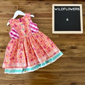 Wildflowers Best Day Ever Stellar Samantha Dress 6 Pink Orange Floral Sleeveless
